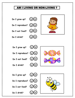 Printable K-2 Living and Non-living Things Worksheet