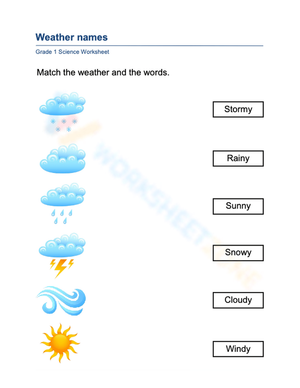 Essential Weather Vocabulary Worksheet | Grade 1 Science
