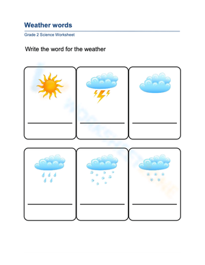 Essential Grade 1 Weather Vocabulary Worksheet
