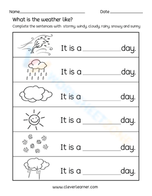 Essential Kindergarten Weather Worksheet | Printable PDF