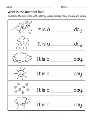 Essential Kindergarten Weather Worksheet | Printable PDF