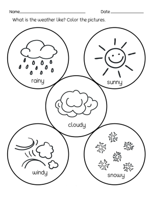 Grade K-1 Weather Coloring — Printable No-Prep Worksheet