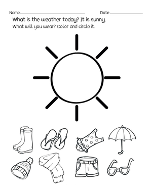 Sunny Day Clothing Worksheet | Essential Grade K-1 Science
