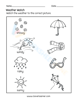 Match the objects with the correct weather