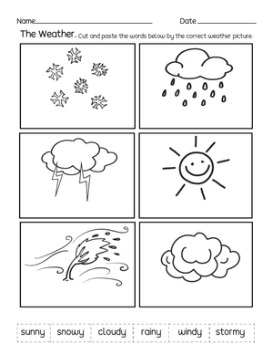 Essential Weather Types Worksheet | Grade K-1 Science