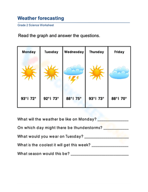Essential Weather Forecasting Worksheet | Grade 2 Science