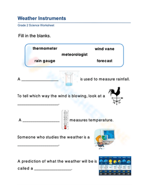Essential Weather Instruments Worksheet | Grade 2 Science