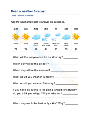 Grade 2 Weather Forecast — Printable No-Prep Worksheet