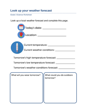 Grade 3 Weather Forecast Worksheet | Essential Science
