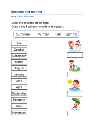 Essential Seasons and Months Worksheet | Grade 1 Science