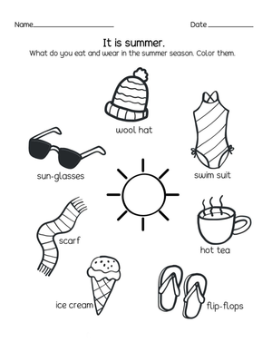 What Will You Wear In The Summer Worksheet