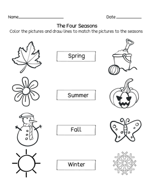 Four Seasons and Their Features Worksheet