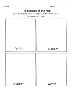 Essential Four Seasons Cut and Paste Worksheet