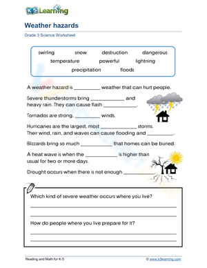 Grade 3: Weather hazard activities