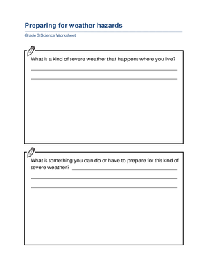 Essential Grade 3 Weather Hazards Preparation Worksheet