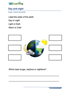 Complete Day and Night Science Worksheet — Kindergarten