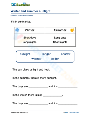 Grade 1 Science: Winter and Summer Sunlight