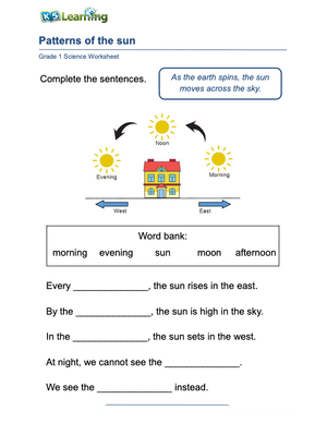 Printable Patterns of the Sun Worksheet | Grade 1 Science