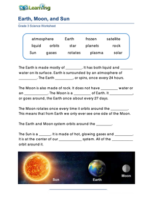 Grade 3 Earth & Sun — Printable No-Prep Worksheet