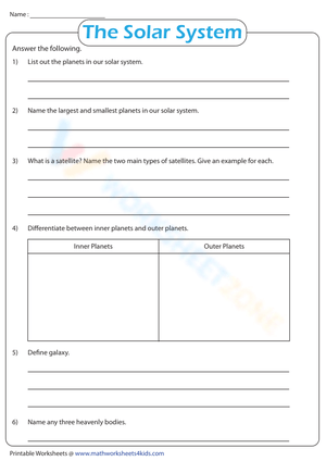 Solar System Comprehensive Questions