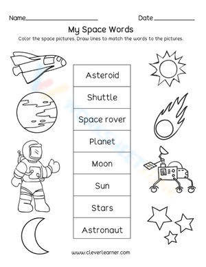 Learn Space Words Vocabulary