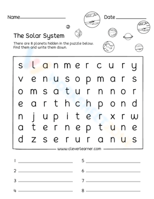 Solar System Word Search Puzzle