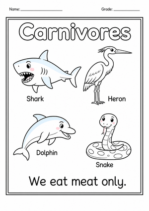Printable Carnivores Worksheet | Grade 1 Science Essential