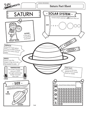 Saturn Fact Worksheet