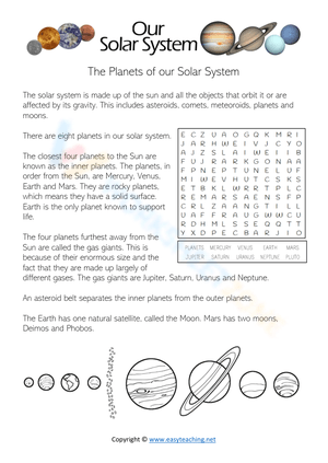 Planet Reading Comprehension Sheet