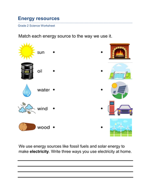 Grade 2 Natural Resource Worksheet