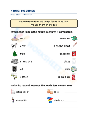 Grade 2 Natural Resource Worksheet 2