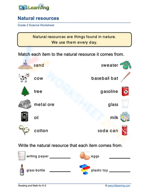 Grade 2 Natural Resource Worksheet 2