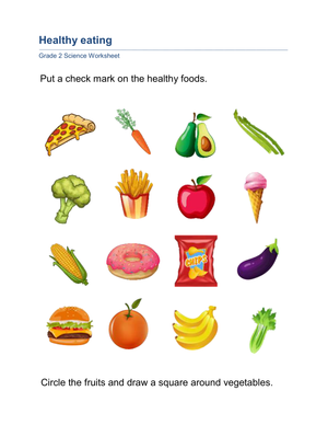 Essential Healthy Eating Worksheet | Grade 2 Science