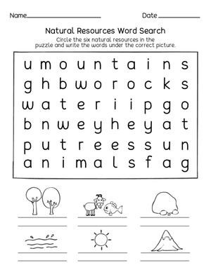 Natural Resources Word Search Fun