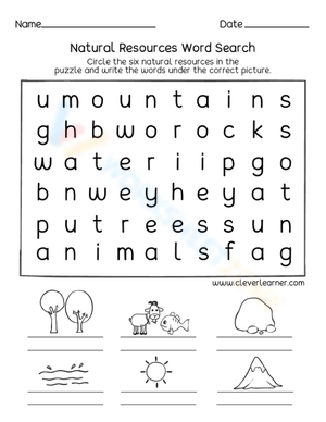 Natural Resources Word Search Fun