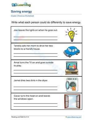 Grade 2: Saving energy