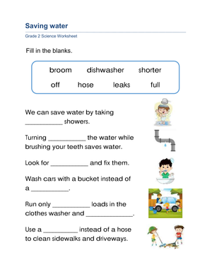 Essential Saving Water Worksheet | Grade 2 Science