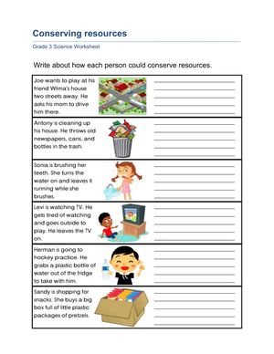 Grade 3 Conserving Resources — Printable No-Prep Worksheet