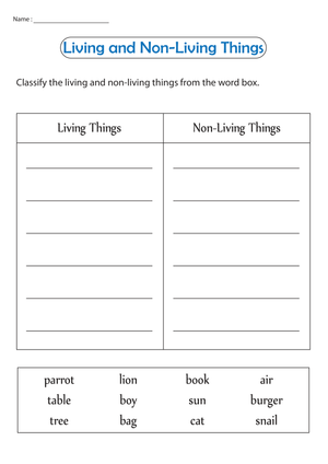 Essential Living and Non-Living Things Worksheet | Grade 2-3