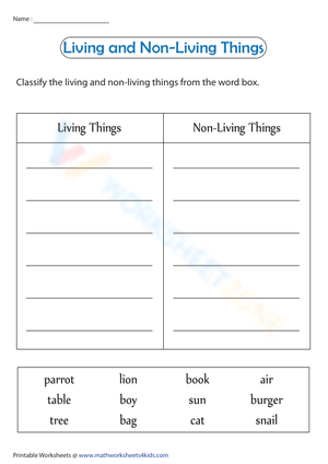 Essential Living and Non-Living Things Worksheet | Grade 2-3