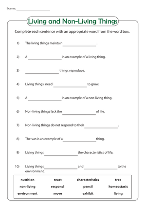 Essential Living and Non-Living Things Worksheet | Grade 3