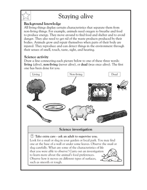 Grade 5 Living or Non-Living — Essential No-Prep Worksheet