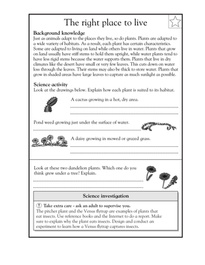 Printable Plant Adaptations Worksheet | Grade 5 Science