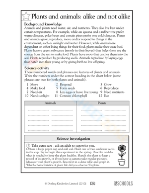 Plants and animals: alike and not alike