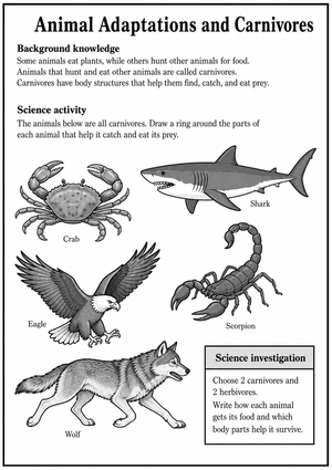 Animal Adaptations Printable Worksheet | Grade 4 Science