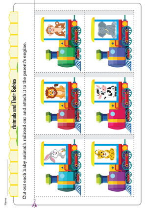 Essential Animals and Their Babies Cut and Glue Worksheet