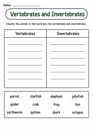 Essential Vertebrates and Invertebrates Sort | Grades 2-4