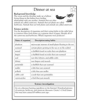 Essential Grade 5 Food Chains at Sea Science Worksheet