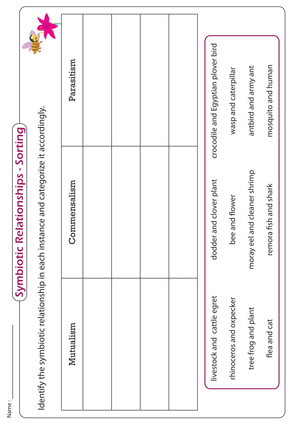 Essential Symbiotic Relationships Sorting - Grade 6-9 Ready