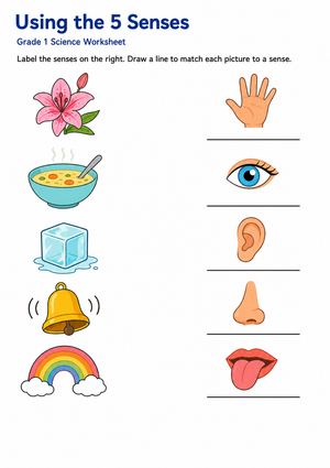 Grade 1 5 Senses Worksheet — Printable Essential Science